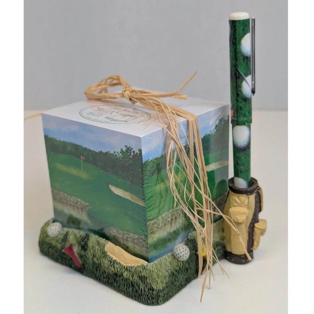 Lady Jayne Ltd Golf Writer's Memo Pad, Pen & Holder Set Office Desk Accessory